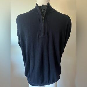 Paraphrase Blue Half-Zip Cotton Sweater, Size L